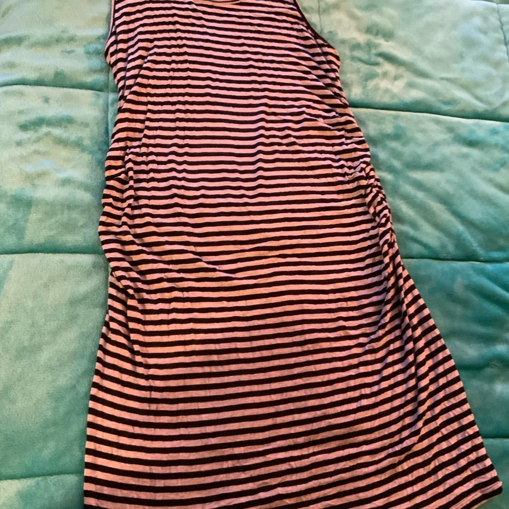 Liz Lange Black and Gray Striped Maternity Top